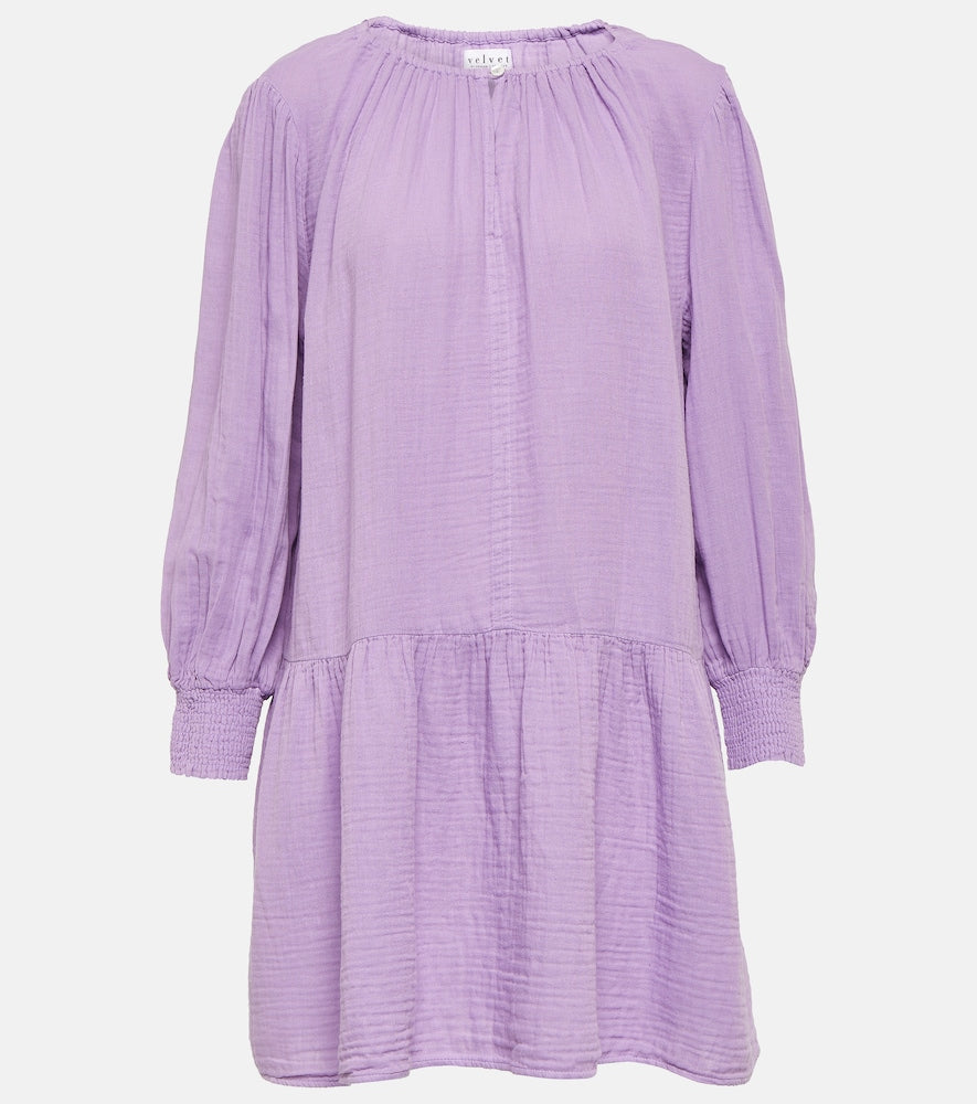Velvet Viviana cotton mini dress. 天鹅绒 Viviana 棉质迷你连衣裙
