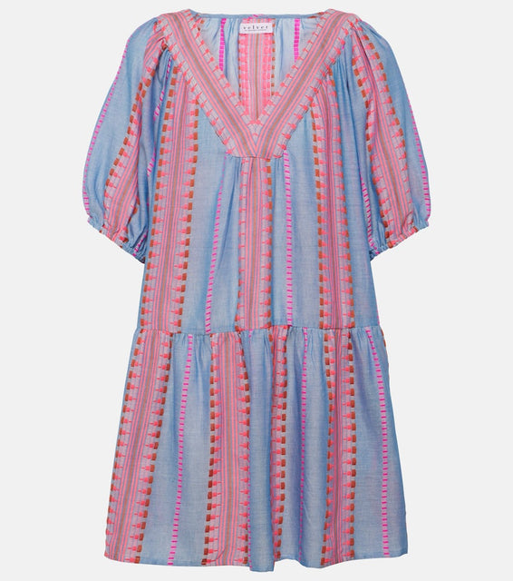 Velvet Zoelle embroidered cotton minidress