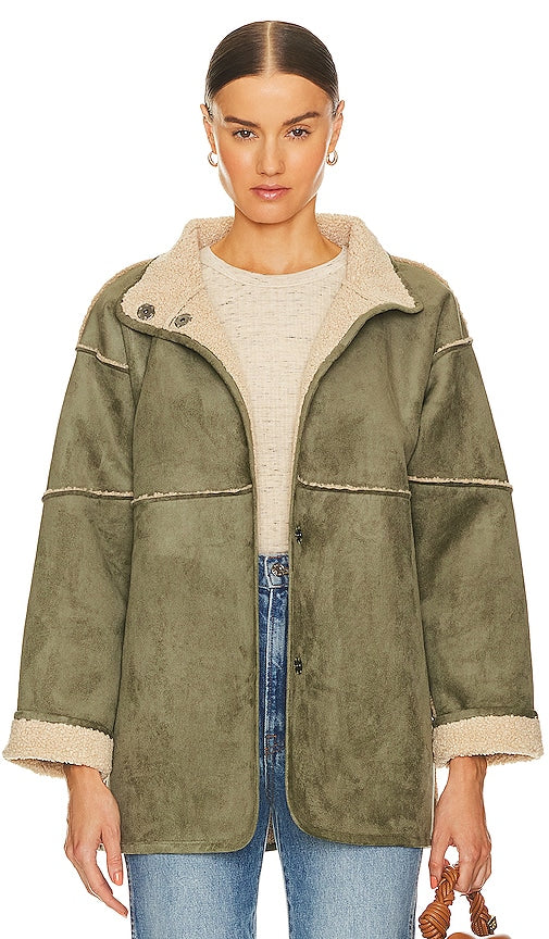 Velvet by Graham & Spencer Albany Reversible Jacket in Sage - Velvet by Graham & Spencer Albany - Veste réversible - Sauge - Graham & Spencer Albany 鼠尾草色天鹅绒双面夹克 - Velvet by Graham & Spencer Albany Wendejacke in Salbei - Velvet by Graham & Spencer Albany 리버서블 재킷 - Giacca reversibile in velluto di Graham & Spencer Albany in salvia