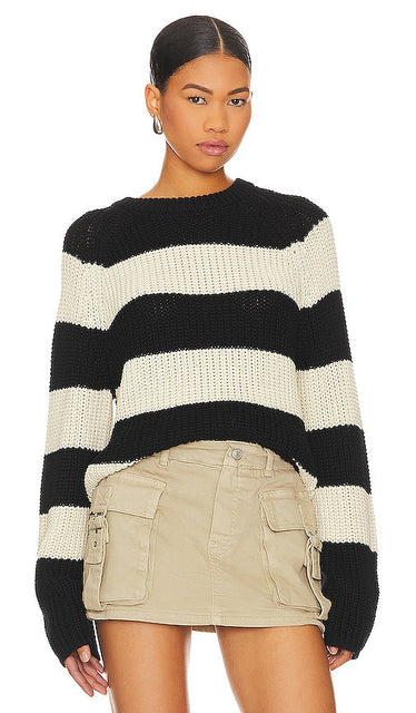 Velvet by Graham & Spencer Ciara Sweater in Ivory, Black - Pull Ciara Velvet by Graham & Spencer en ivoire, noir - Ciara 天鹅绒 by Graham & Spencer 象牙色、黑色毛衣 - Velvet by Graham & Spencer Ciara Pullover in Elfenbein, Schwarz - Velvet by Graham & Spencer Ciara 스웨터 아이보리, 블랙 색상 - Maglione Ciara in velluto di Graham & Spencer in avorio, nero