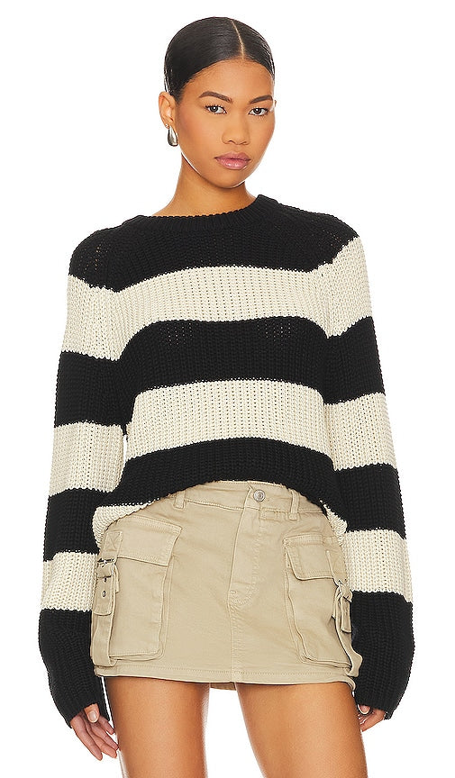 Velvet by Graham & Spencer Ciara Sweater in Ivory, Black - Pull Ciara Velvet by Graham & Spencer en ivoire, noir - Ciara 天鹅绒 by Graham & Spencer 象牙色、黑色毛衣 - Velvet by Graham & Spencer Ciara Pullover in Elfenbein, Schwarz - Velvet by Graham & Spencer Ciara 스웨터 아이보리, 블랙 색상 - Maglione Ciara in velluto di Graham & Spencer in avorio, nero