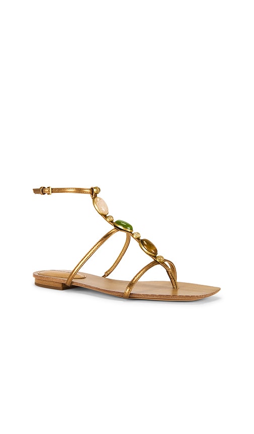 Veronica Beard Alba Stone Sandal in Metallic Gold