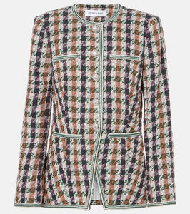 Veronica Beard Alessia houndstooth cotton-blend jacket