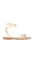 Veronica Beard Allegra Sandal in Metallic Gold | Pale Gold Flat Sandals for Women