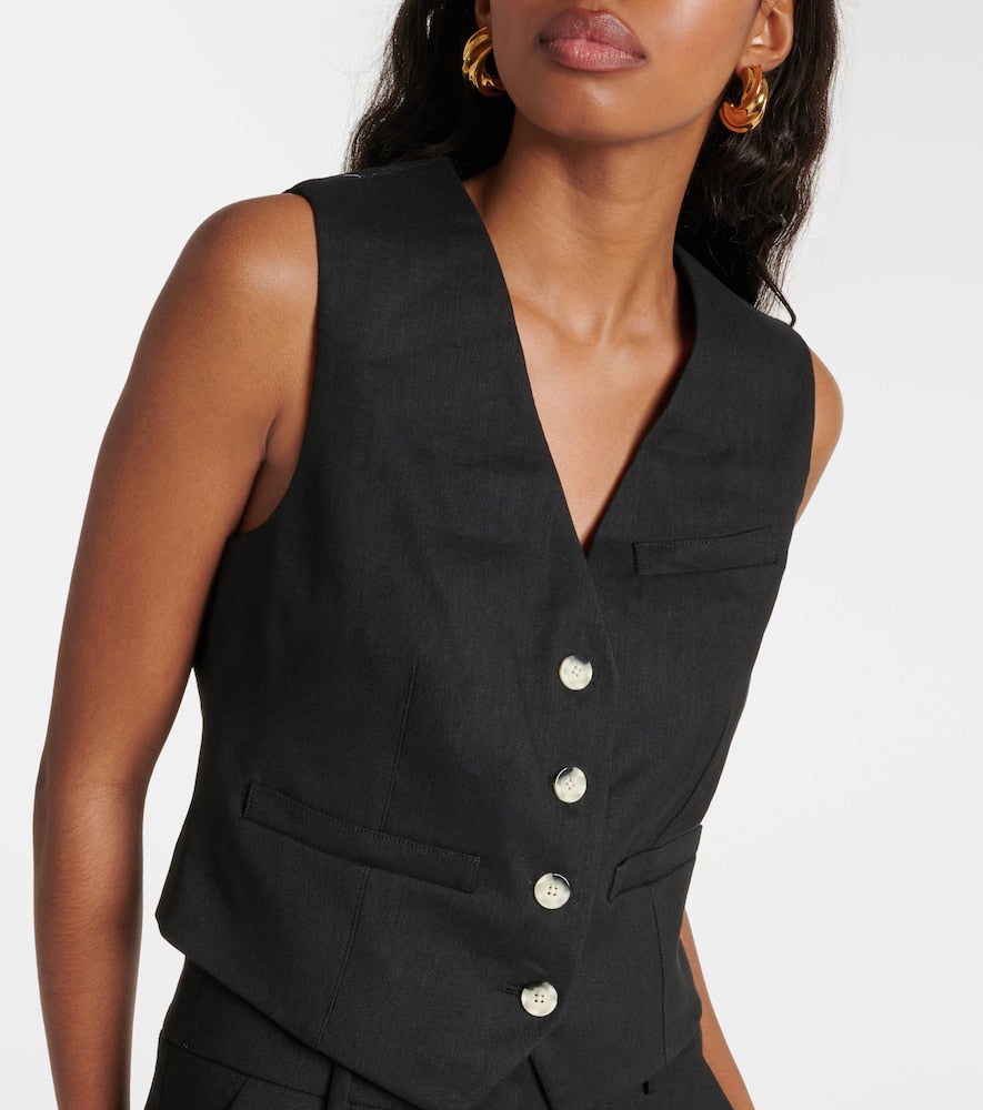 Veronica Beard Bennett linen-blend twill vest