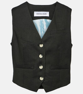 Veronica Beard Bennett linen-blend twill vest