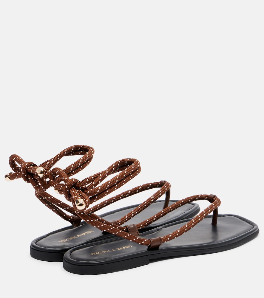 Veronica Beard Carmina leather-trimmed thong sandals
