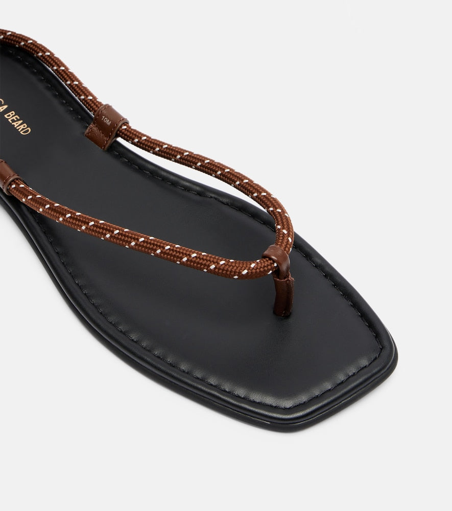 Veronica Beard Carmina leather-trimmed thong sandals