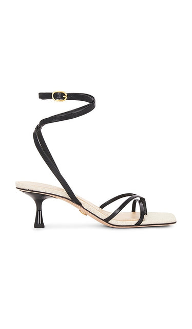 Veronica Beard Caterina Heel in Black | Black Strappy Heels for Women