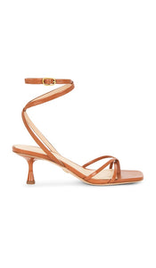Veronica Beard Caterina Strappy Sandal in Brown | Honey Strappy Heels for Women