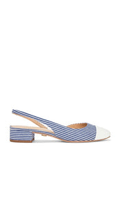 Veronica Beard Cecile Sling in Blue | Medium Blue & White Sling Back Heels for Women