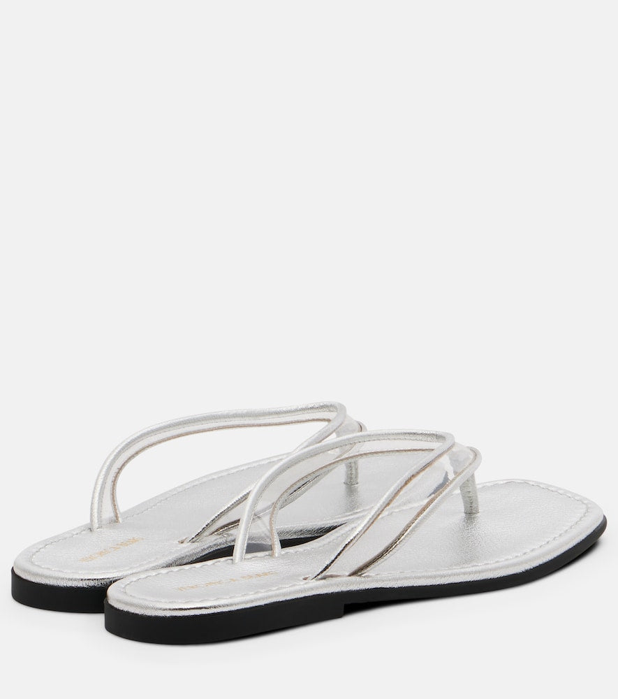 Veronica Beard Clea leather-trimmed PVC thong sandals