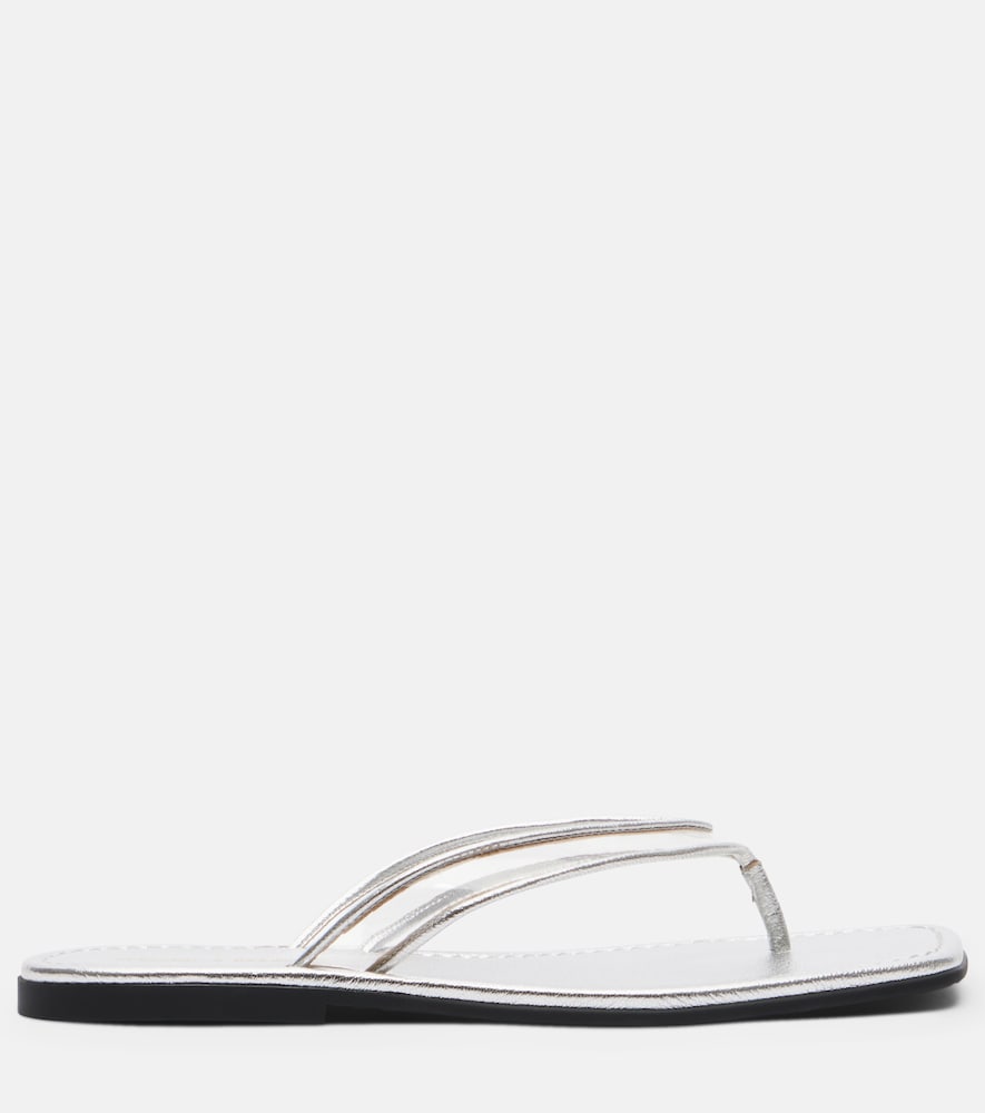 Veronica Beard Clea leather-trimmed PVC thong sandals