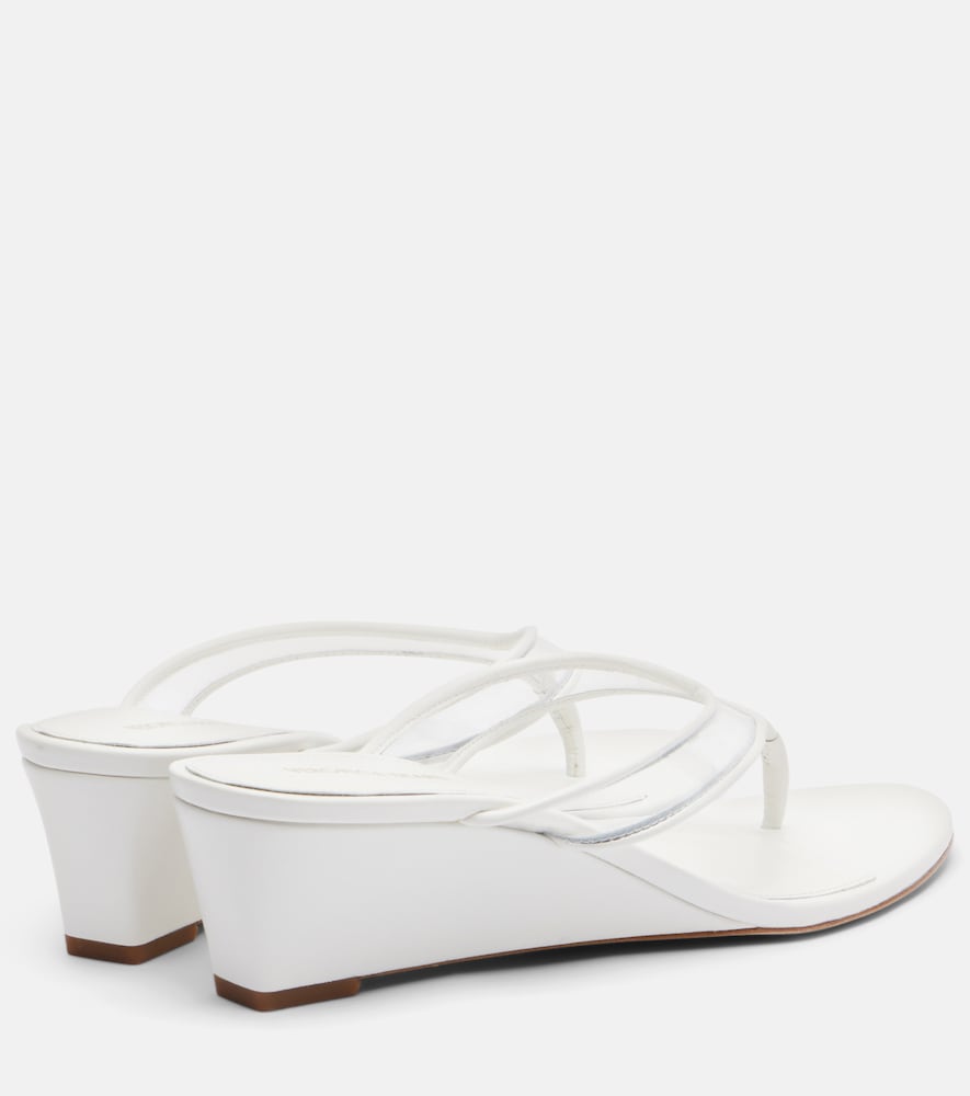 Veronica Beard Clea leather-trimmed wedge thong sandals