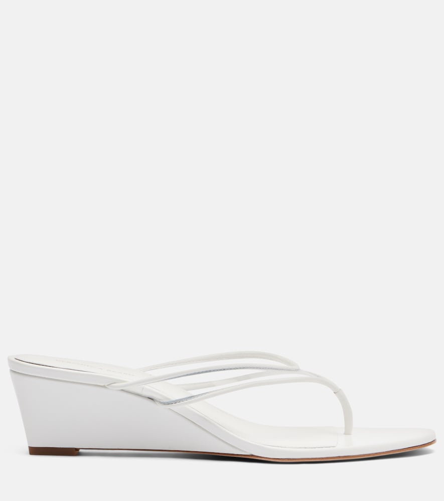 Veronica Beard Clea leather-trimmed wedge thong sandals