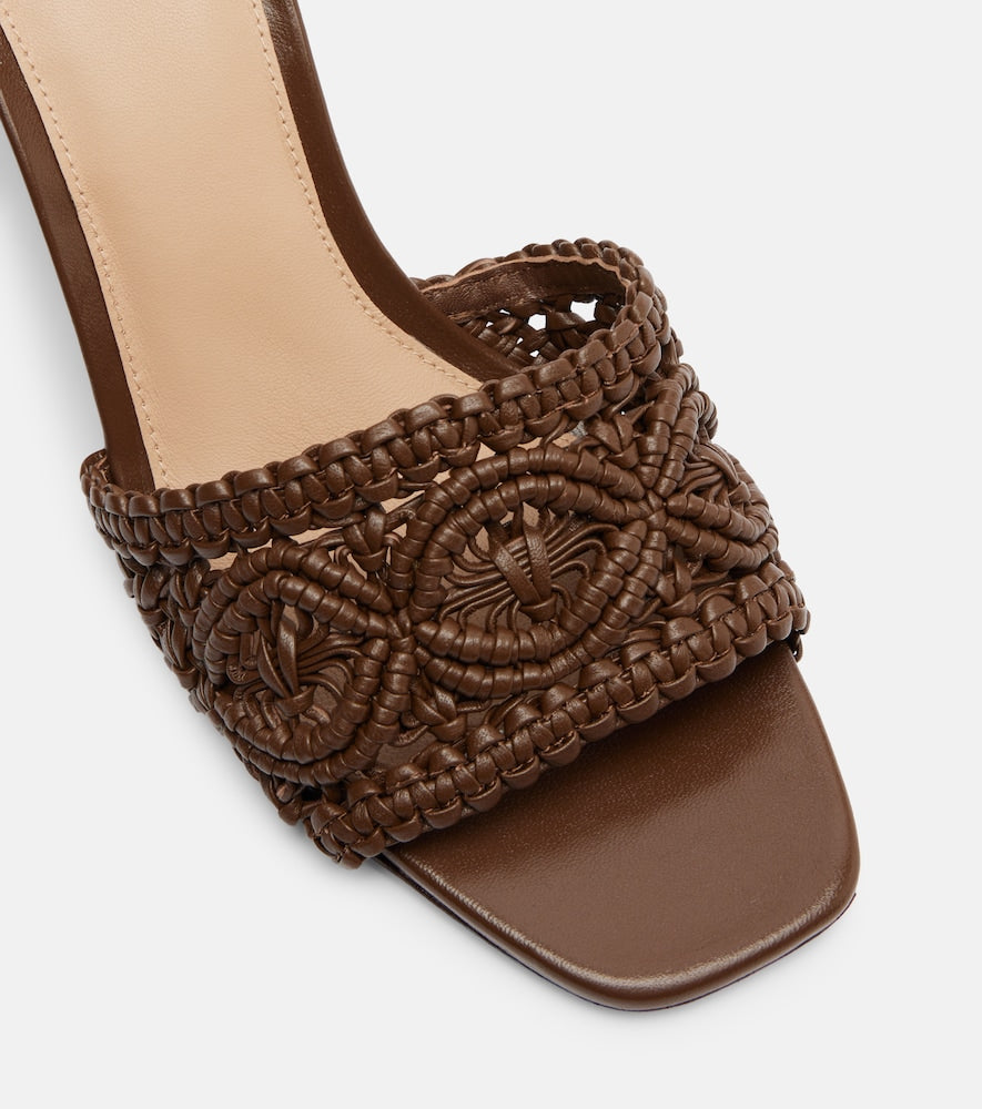 Veronica Beard Ellen macrame leather wedge mules