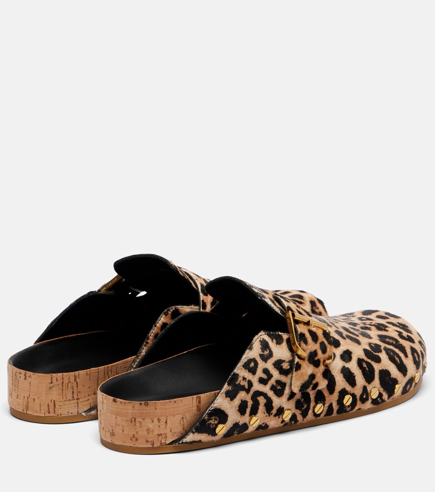 Veronica Beard Fern leopard-print calf hair mules