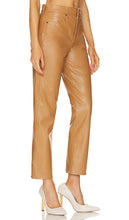 Veronica Beard Joey Faux Leather Straight Leg in Cognac