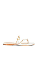Veronica Beard Marthe Sandal in White | Parchment Flat Slides for Women