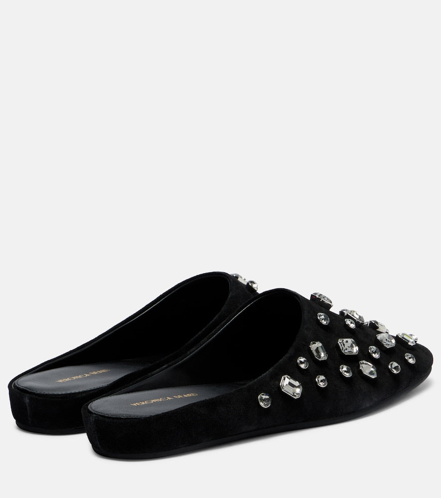 Veronica Beard Narcisa crystal-embellished suede mules