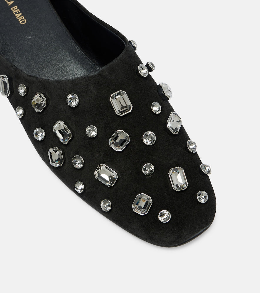 Veronica Beard Narcisa crystal-embellished suede mules
