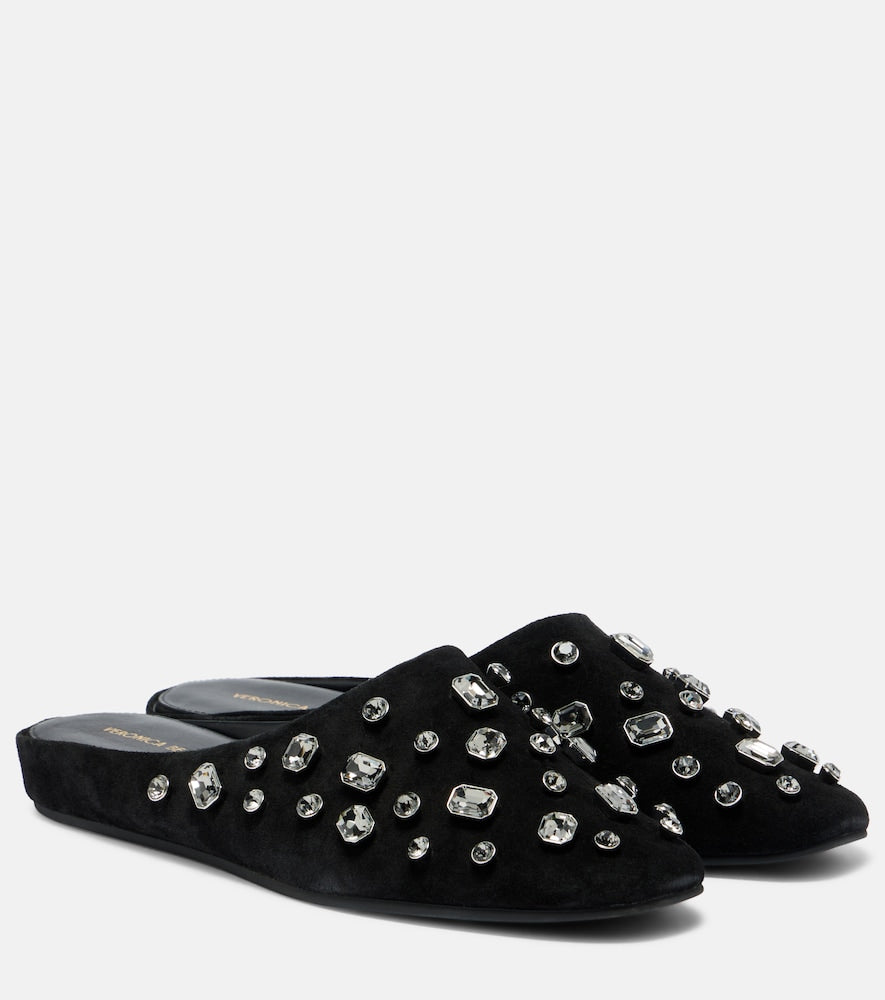 Veronica Beard Narcisa crystal-embellished suede mules