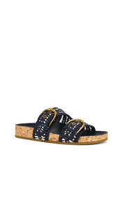 Veronica Beard Prue Woven Sandal in Navy