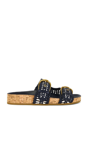 Veronica Beard Prue Woven Sandal in Navy | Eclipse Slides for Women