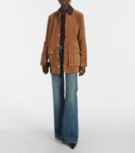 Veronica Beard Suz leather-trimmed suede jacket