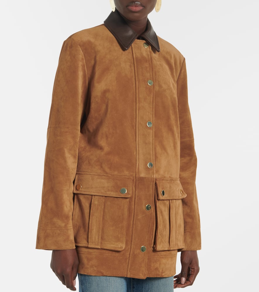 Veronica Beard Suz leather-trimmed suede jacket