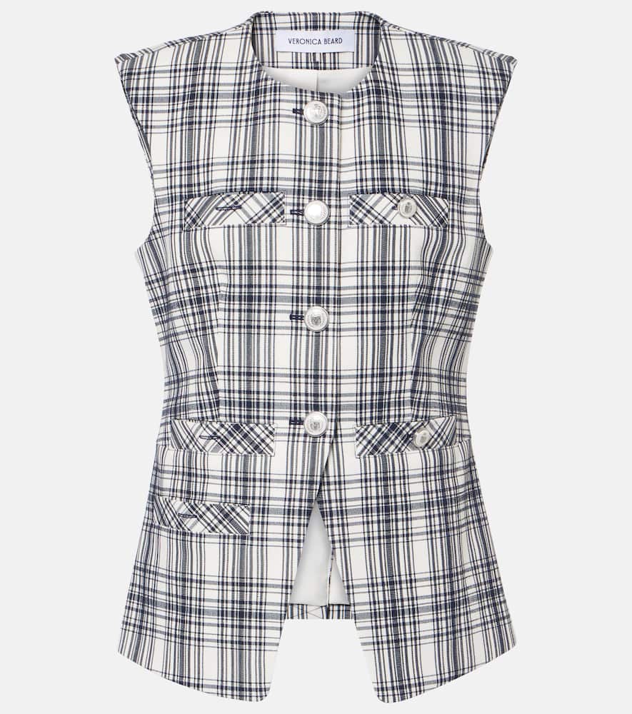 Veronica Beard Tamara plaid cotton-blend vest