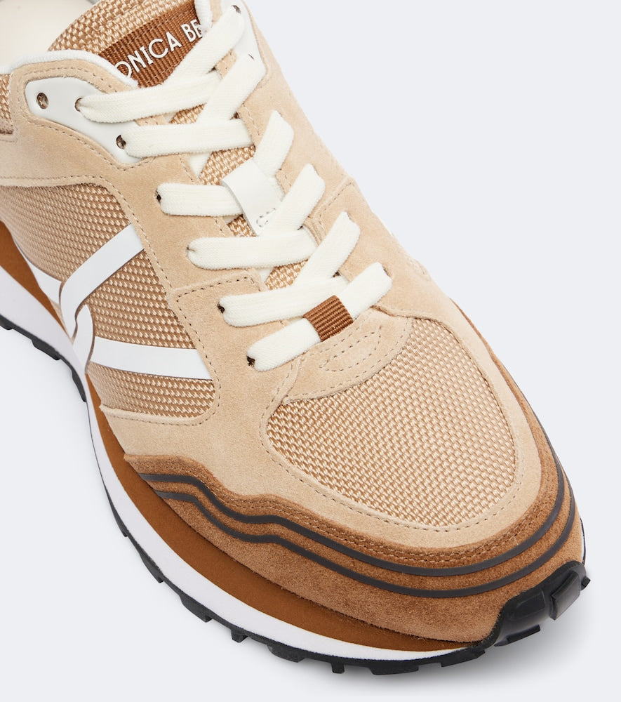 Veronica Beard Valentina suede-trimmed sneakers in Brown - Low-Top Sneakers