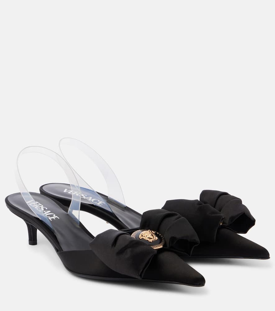 Versace Alia 45 satin slingback pumps - 范思哲 Alia 45 缎面露跟高跟鞋