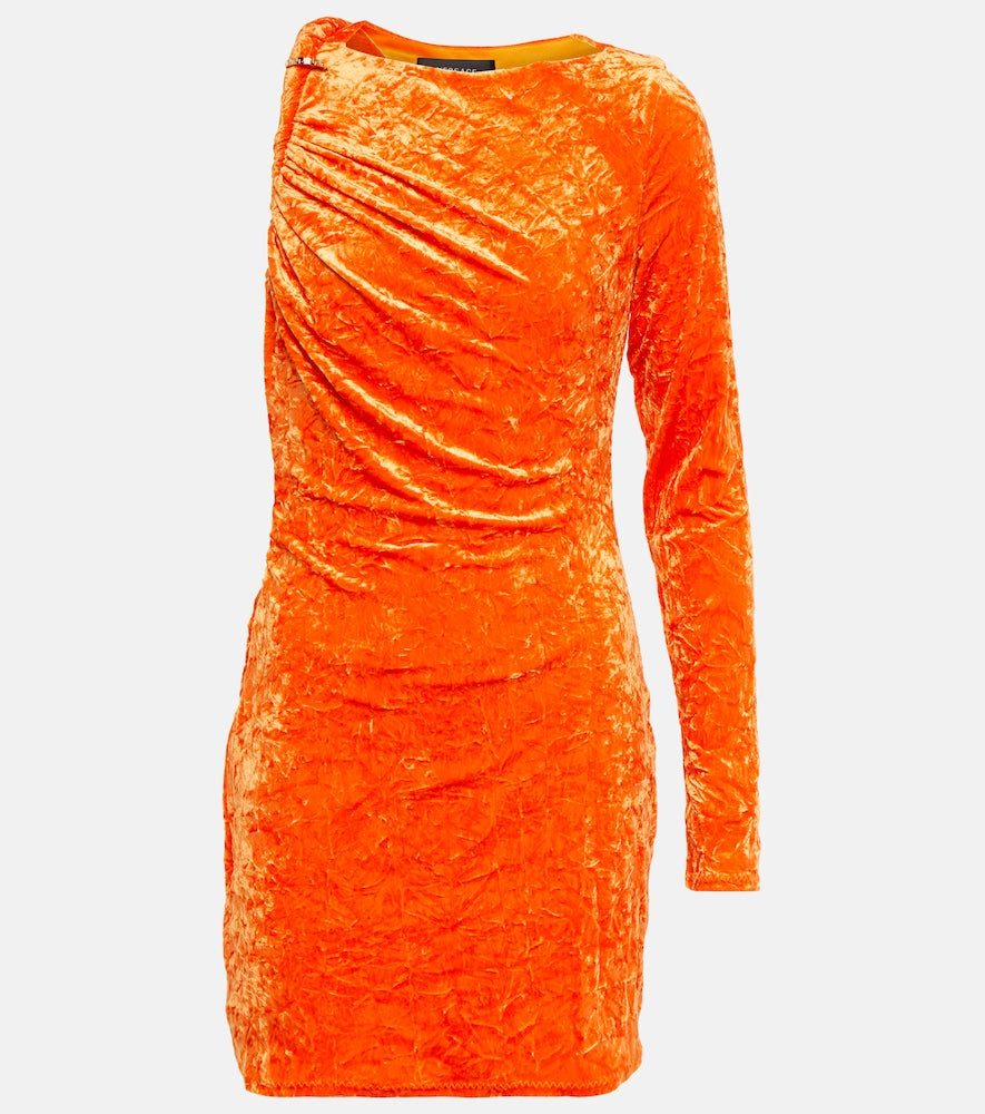 Versace Asymmetric velvet minidress. 范思哲不对称天鹅绒迷你连衣裙