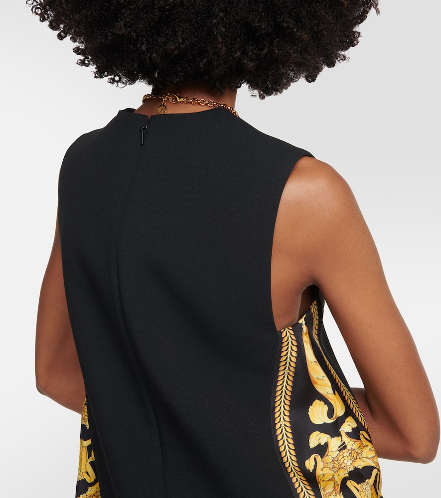 Versace Barocco crêpe and twill shift dress
