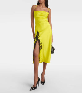 Versace Barocco lace-appliqué slip dress