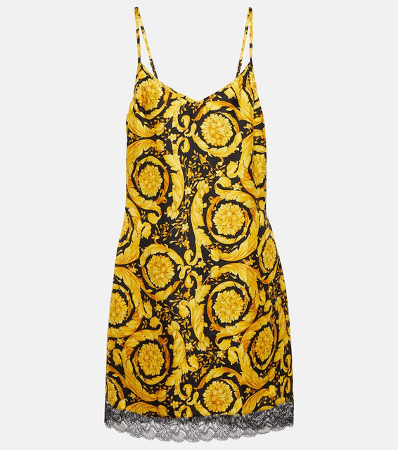 Versace Barocco silk camisole minidress