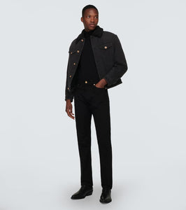 Versace Blouson faux shearling-lined denim jacket