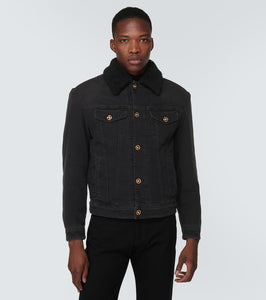 Versace Blouson faux shearling-lined denim jacket