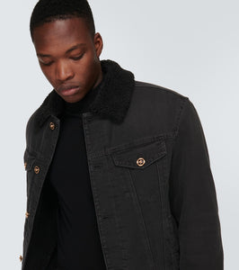 Versace Blouson faux shearling-lined denim jacket