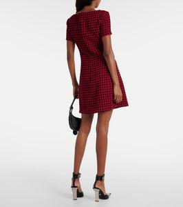 Versace Checked wool-blend tweed mini dress