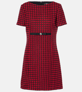Versace Checked wool-blend tweed mini dress