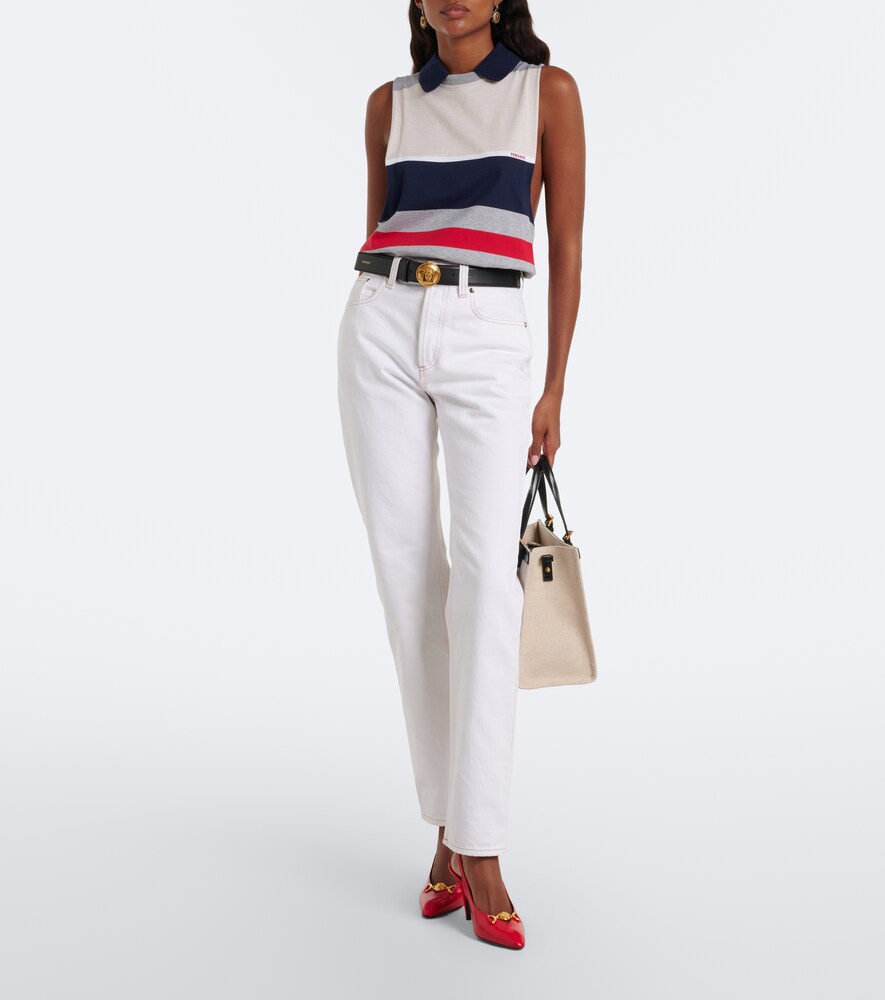 Versace Clelia Medusa leather slingback pumps