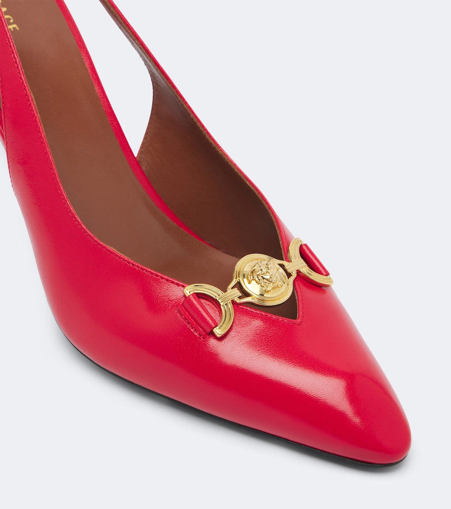 Versace Clelia Medusa leather slingback pumps