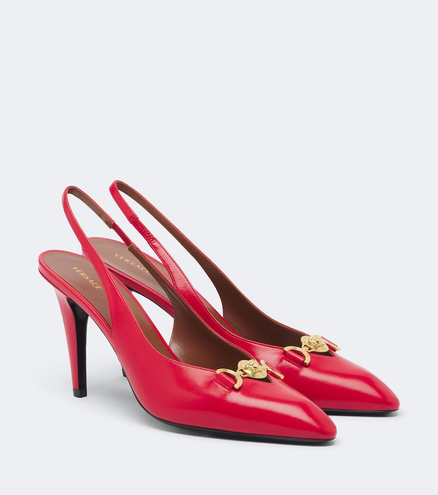 Versace Clelia Medusa leather slingback pumps