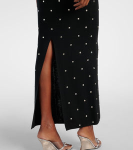 Versace Crystal-embellished virgin wool midi dress