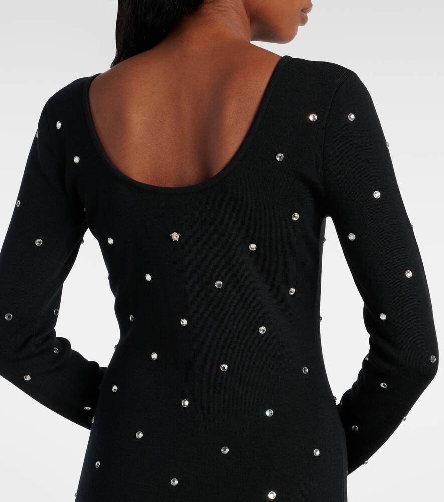 Versace Crystal-embellished virgin wool midi dress