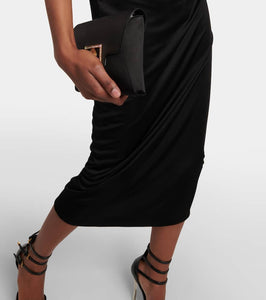 Versace Cutout turtleneck satin midi dress