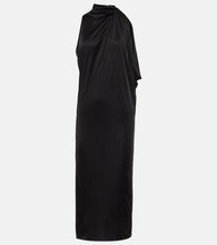 Versace Cutout turtleneck satin midi dress