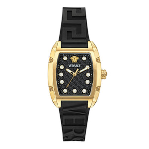 Versace Dominus Black Dial and Black Silicon Strap Watch 36mm - VE8K00624